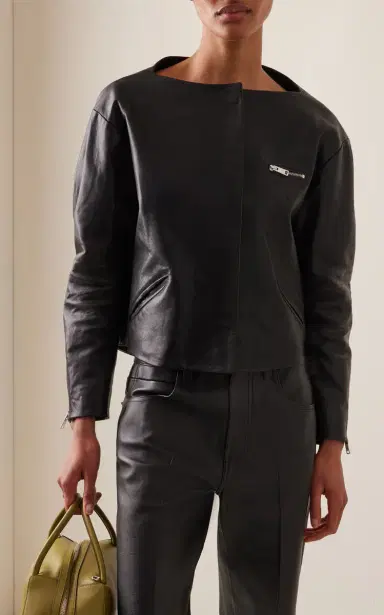 Prada Cropped Leather Jacket | Thumbnail 2 Prada Cropped Leather Jacket | Thumbnail 2