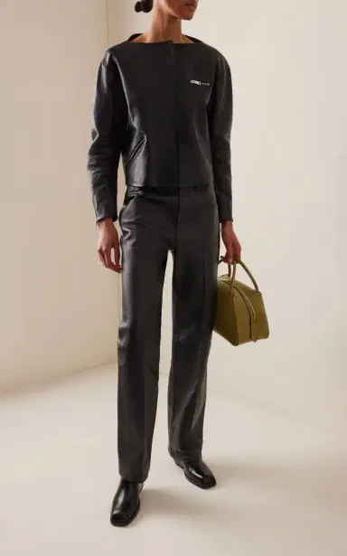 Prada Cropped Leather Jacket | Thumbnail 3 Prada Cropped Leather Jacket | Thumbnail 3