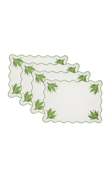 Moda Domus Set-of-Four Lily of the Valley Emboirdered-Linen Placemats - Blue | Thumbnail 4 Moda Domus Set-of-Four Lily of the Valley Emboirdered-Linen Placemats - Blue | Thumbnail 4