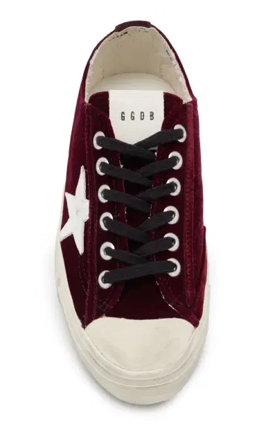 Golden Goose V-Star 2 Leather-Trimmed Velvet Sneakers | Thumbnail 3 Golden Goose V-Star 2 Leather-Trimmed Velvet Sneakers | Thumbnail 3