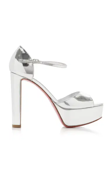 Christian Louboutin Sandaloo 130mm Mirrored Leather Platform Sandals | Thumbnail 1 Christian Louboutin Sandaloo 130mm Mirrored Leather Platform Sandals | Thumbnail 1