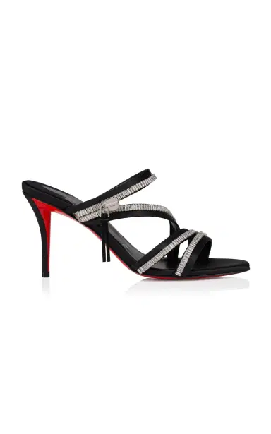 Christian Louboutin Meryl 80mm Crystal Crepe-Satin Sandals | Thumbnail 1 Christian Louboutin Meryl 80mm Crystal Crepe-Satin Sandals | Thumbnail 1