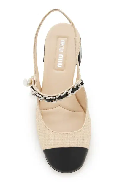 Miu Miu Leather-Trimmed Raffia Slingback Mary Janes | Thumbnail 3 Miu Miu Leather-Trimmed Raffia Slingback Mary Janes | Thumbnail 3