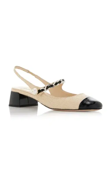 Miu Miu Leather-Trimmed Raffia Slingback Mary Janes | Thumbnail 4 Miu Miu Leather-Trimmed Raffia Slingback Mary Janes | Thumbnail 4