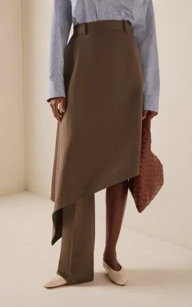 Bottega Veneta Wool Chevron Asymmetric Pantaskirt | Thumbnail 3 Bottega Veneta Wool Chevron Asymmetric Pantaskirt | Thumbnail 3