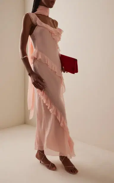 SIEDRÉS Exclusive Monica Scarf-Neck Ruffled Georgette Maxi Dress | Thumbnail 3 SIEDRÉS Exclusive Monica Scarf-Neck Ruffled Georgette Maxi Dress | Thumbnail 3