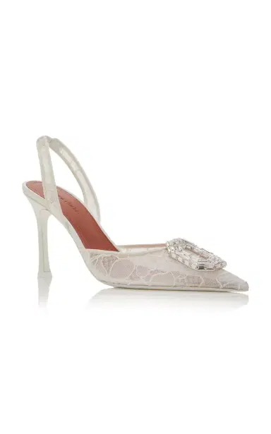 Amina Muaddi Camelia Lace Slingback Pumps | Thumbnail 4 Amina Muaddi Camelia Lace Slingback Pumps | Thumbnail 4