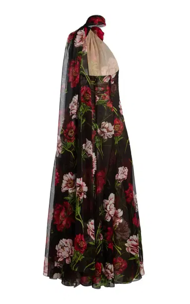 Oscar de la Renta Printed Silk Chiffon Halter Gown | Thumbnail 5 Oscar de la Renta Printed Silk Chiffon Halter Gown | Thumbnail 5