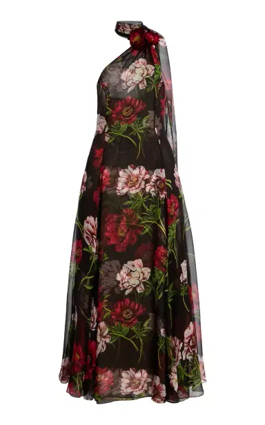 Oscar de la Renta Printed Silk Chiffon Halter Gown | Thumbnail 1 Oscar de la Renta Printed Silk Chiffon Halter Gown | Thumbnail 1