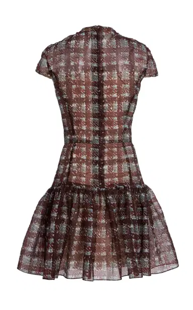 Oscar de la Renta Textured Tartan Silk-Blend Mini Dress | Thumbnail 5 Oscar de la Renta Textured Tartan Silk-Blend Mini Dress | Thumbnail 5