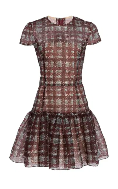 Oscar de la Renta Textured Tartan Silk-Blend Mini Dress | Thumbnail 7 Oscar de la Renta Textured Tartan Silk-Blend Mini Dress | Thumbnail 7