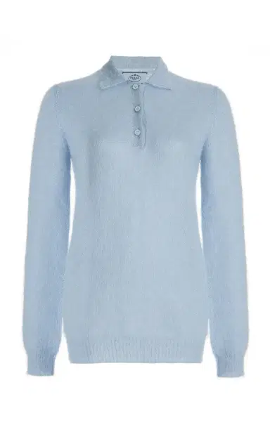 Prada Mohair-Blend Knit Polo Top | Thumbnail 6 Prada Mohair-Blend Knit Polo Top | Thumbnail 6