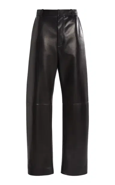 Bottega Veneta Mid-Rise Leather Barrel-Leg Pants | Thumbnail 1 Bottega Veneta Mid-Rise Leather Barrel-Leg Pants | Thumbnail 1