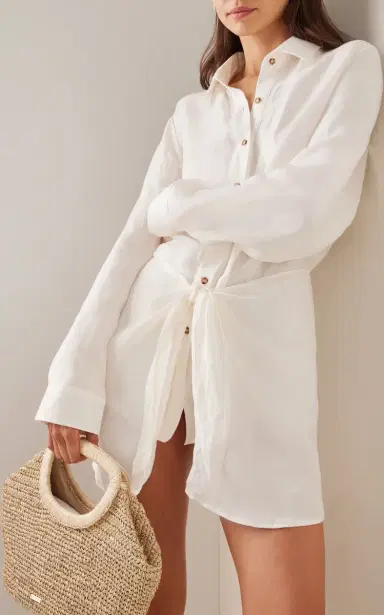 Anemos The L.A. Linen-Blend Mini Wrap Shirt Dress | Thumbnail 2 Anemos The L.A. Linen-Blend Mini Wrap Shirt Dress | Thumbnail 2