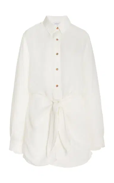 Anemos The L.A. Linen-Blend Mini Wrap Shirt Dress | Thumbnail 7 Anemos The L.A. Linen-Blend Mini Wrap Shirt Dress | Thumbnail 7