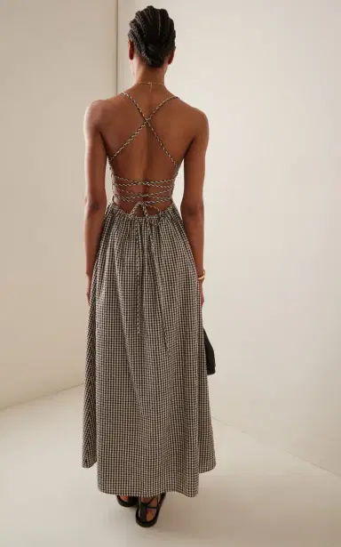 Posse Lori Open-Back Gingham Cotton Maxi Dress | Thumbnail 4 Posse Lori Open-Back Gingham Cotton Maxi Dress | Thumbnail 4