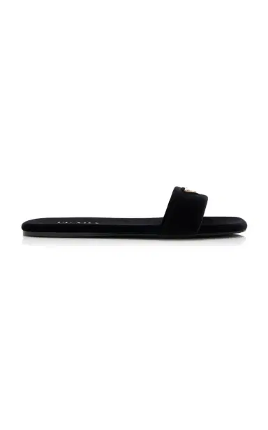 Prada Velvet Slide Sandals | Thumbnail 1 Prada Velvet Slide Sandals | Thumbnail 1