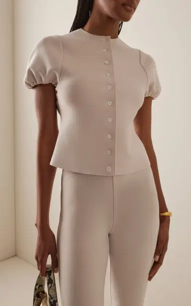 BIRROT Exclusive Lay3 Puff-Sleeve Bonded-Crepe Top | Thumbnail 2 BIRROT Exclusive Lay3 Puff-Sleeve Bonded-Crepe Top | Thumbnail 2