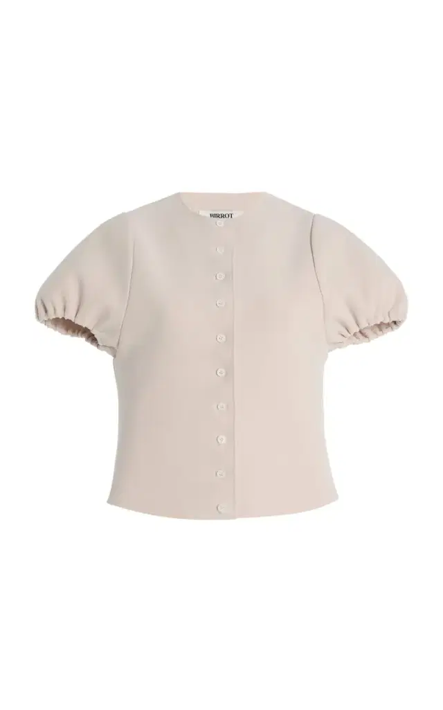 Exclusive Lay3 Puff-Sleeve Bonded-Crepe Top Exclusive Lay3 Puff-Sleeve Bonded-Crepe Top