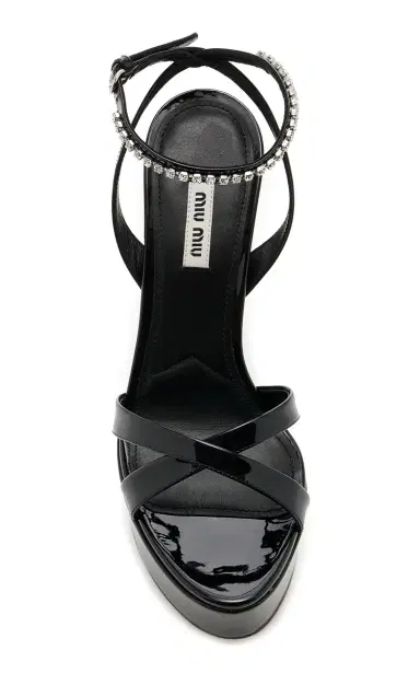 Miu Miu Décolleté Crystal-Embellished Leather Platform Sandals | Thumbnail 3 Miu Miu Décolleté Crystal-Embellished Leather Platform Sandals | Thumbnail 3