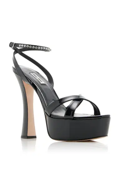 Miu Miu Décolleté Crystal-Embellished Leather Platform Sandals | Thumbnail 4 Miu Miu Décolleté Crystal-Embellished Leather Platform Sandals | Thumbnail 4