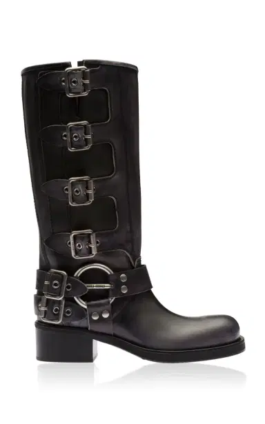 Miu Miu Buckled Leather Boots | Thumbnail 1 Miu Miu Buckled Leather Boots | Thumbnail 1