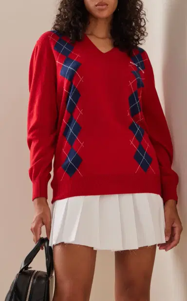 Miu Miu Argyle Cashmere Sweater | Thumbnail 8 Miu Miu Argyle Cashmere Sweater | Thumbnail 8