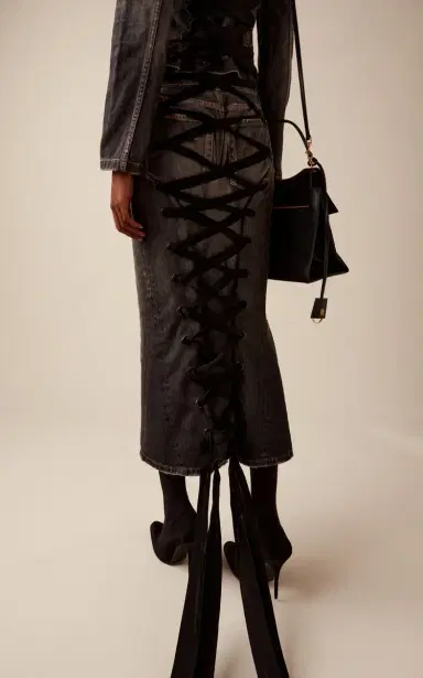 Balenciaga Lace-Up Denim Midi Skirt | Thumbnail 4 Balenciaga Lace-Up Denim Midi Skirt | Thumbnail 4