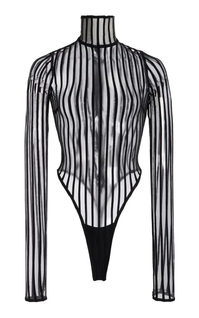 Cross Grain Mesh Turtleneck Bodysuit Cross Grain Mesh Turtleneck Bodysuit