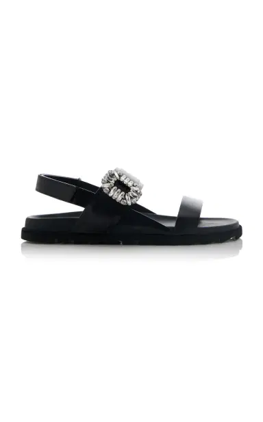 Roger Vivier Slidy Viv Crystal-Embellished Leather Sandals | Thumbnail 1 Roger Vivier Slidy Viv Crystal-Embellished Leather Sandals | Thumbnail 1