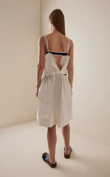 Miu Miu Buttoned Cotton-Linen Mini Dress | Thumbnail 5 Miu Miu Buttoned Cotton-Linen Mini Dress | Thumbnail 5