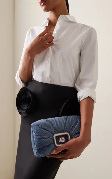 Roger Vivier Viv' Choc Me Silver-Tone Denim Bag | Thumbnail 2 Roger Vivier Viv' Choc Me Silver-Tone Denim Bag | Thumbnail 2