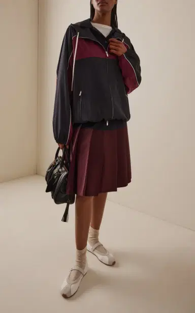 Miu Miu Colorblocked Pleated Wool Midi Skirt | Thumbnail 2 Miu Miu Colorblocked Pleated Wool Midi Skirt | Thumbnail 2