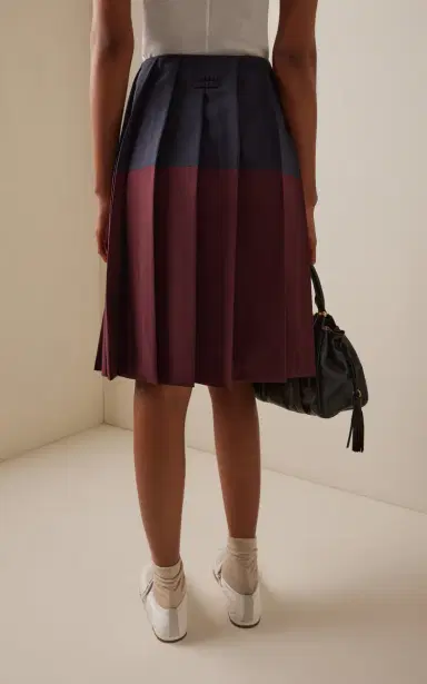 Miu Miu Colorblocked Pleated Wool Midi Skirt | Thumbnail 4 Miu Miu Colorblocked Pleated Wool Midi Skirt | Thumbnail 4