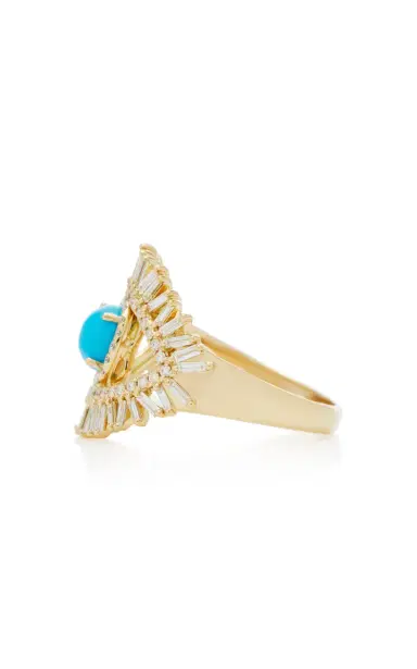 Suzanne Kalan 18K Yellow Gold White Diamond And Turquoise Evil Eye Ring | Thumbnail 4 Suzanne Kalan 18K Yellow Gold White Diamond And Turquoise Evil Eye Ring | Thumbnail 4