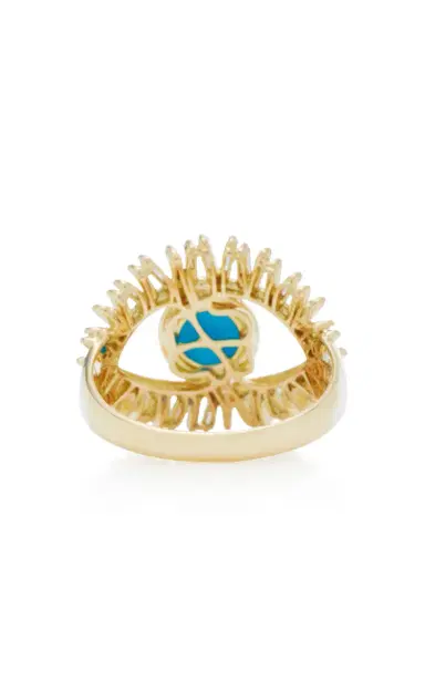 Suzanne Kalan 18K Yellow Gold White Diamond And Turquoise Evil Eye Ring | Thumbnail 5 Suzanne Kalan 18K Yellow Gold White Diamond And Turquoise Evil Eye Ring | Thumbnail 5