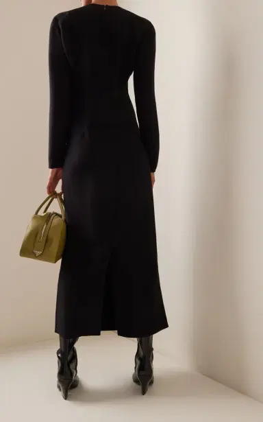 Prada Long Deep V-Neck Cady Maxi Dress | Thumbnail 4 Prada Long Deep V-Neck Cady Maxi Dress | Thumbnail 4