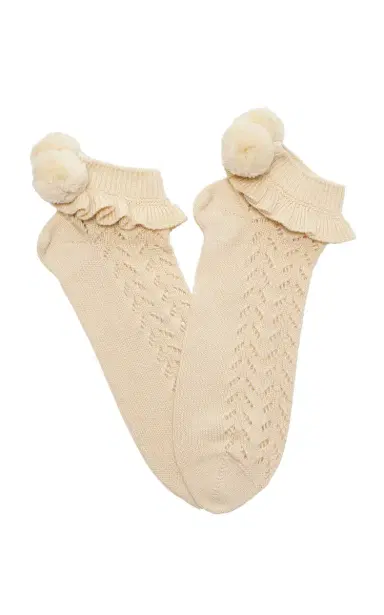 Valentino Garavani Pom-Pom Ruffled Cotton Ankle Socks | Thumbnail 4 Valentino Garavani Pom-Pom Ruffled Cotton Ankle Socks | Thumbnail 4