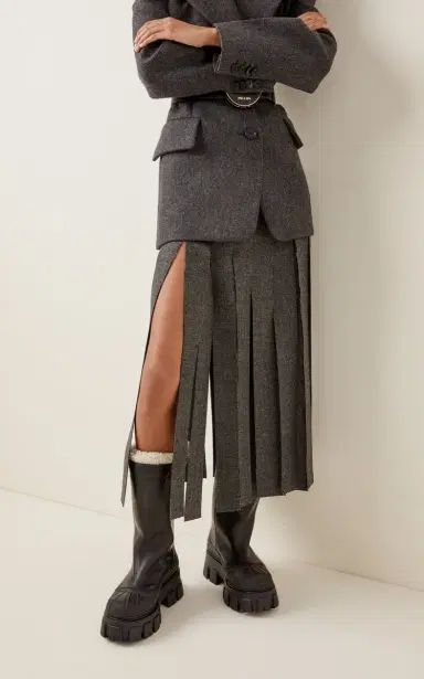 Prada Monolith Shearling-Trimmed Leather Boots | Thumbnail 2 Prada Monolith Shearling-Trimmed Leather Boots | Thumbnail 2