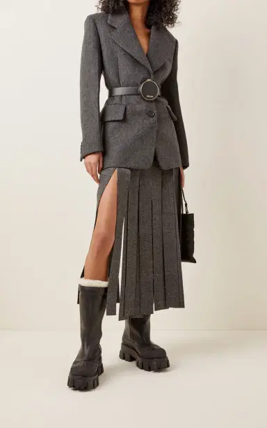 Prada Monolith Shearling-Trimmed Leather Boots | Thumbnail 3 Prada Monolith Shearling-Trimmed Leather Boots | Thumbnail 3