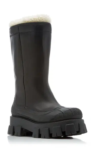 Prada Monolith Shearling-Trimmed Leather Boots | Thumbnail 6 Prada Monolith Shearling-Trimmed Leather Boots | Thumbnail 6