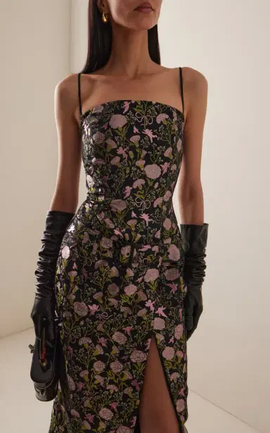 Wiederhoeft Julie Floral Jacquard Midi Dress - Multi | Thumbnail 2 Wiederhoeft Julie Floral Jacquard Midi Dress - Multi | Thumbnail 2