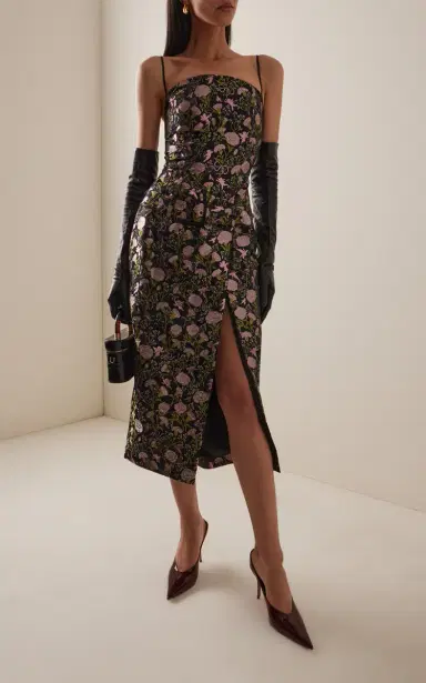 Wiederhoeft Julie Floral Jacquard Midi Dress - Multi | Thumbnail 3 Wiederhoeft Julie Floral Jacquard Midi Dress - Multi | Thumbnail 3