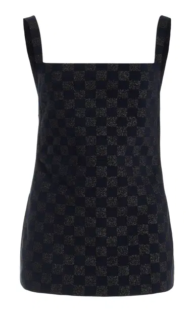 High Sport Exclusive Asher Checked Cotton-Blend Knit Apron Top | Thumbnail 1 High Sport Exclusive Asher Checked Cotton-Blend Knit Apron Top | Thumbnail 1