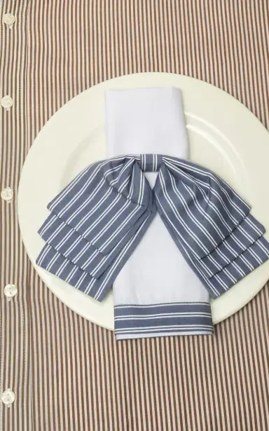 Gohar World Set-of-Two Cotton-Linen Dinner Napkins - Blue | Thumbnail 3 Gohar World Set-of-Two Cotton-Linen Dinner Napkins - Blue | Thumbnail 3