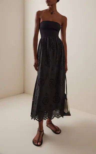 Matteau Knit and Broderie Anglaise Cotton Midi Dress | Thumbnail 2 Matteau Knit and Broderie Anglaise Cotton Midi Dress | Thumbnail 2