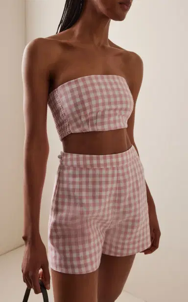 Posse Exclusive Riviera Paige Gingham Linen Crop Top | Thumbnail 3 Posse Exclusive Riviera Paige Gingham Linen Crop Top | Thumbnail 3