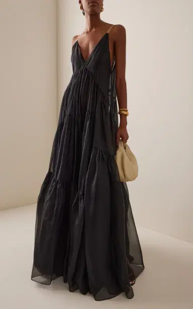 Temily Exclusive Theatre for Dreamers Tiered Silk Gown | Thumbnail 2 Temily Exclusive Theatre for Dreamers Tiered Silk Gown | Thumbnail 2