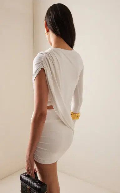 Zeynep Arçay One-Shoulder Jersey Mini Dress - White | Thumbnail 8 Zeynep Arçay One-Shoulder Jersey Mini Dress - White | Thumbnail 8