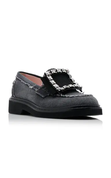 Roger Vivier Viv Rangers Crystal-Embellished Denim Loafers | Thumbnail 5 Roger Vivier Viv Rangers Crystal-Embellished Denim Loafers | Thumbnail 5